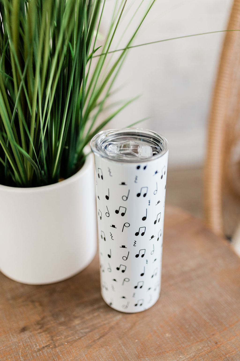 Black and White Music Note Skinny Tumbler