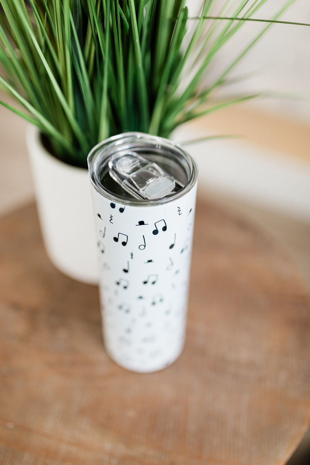 Black and White Music Note Skinny Tumbler