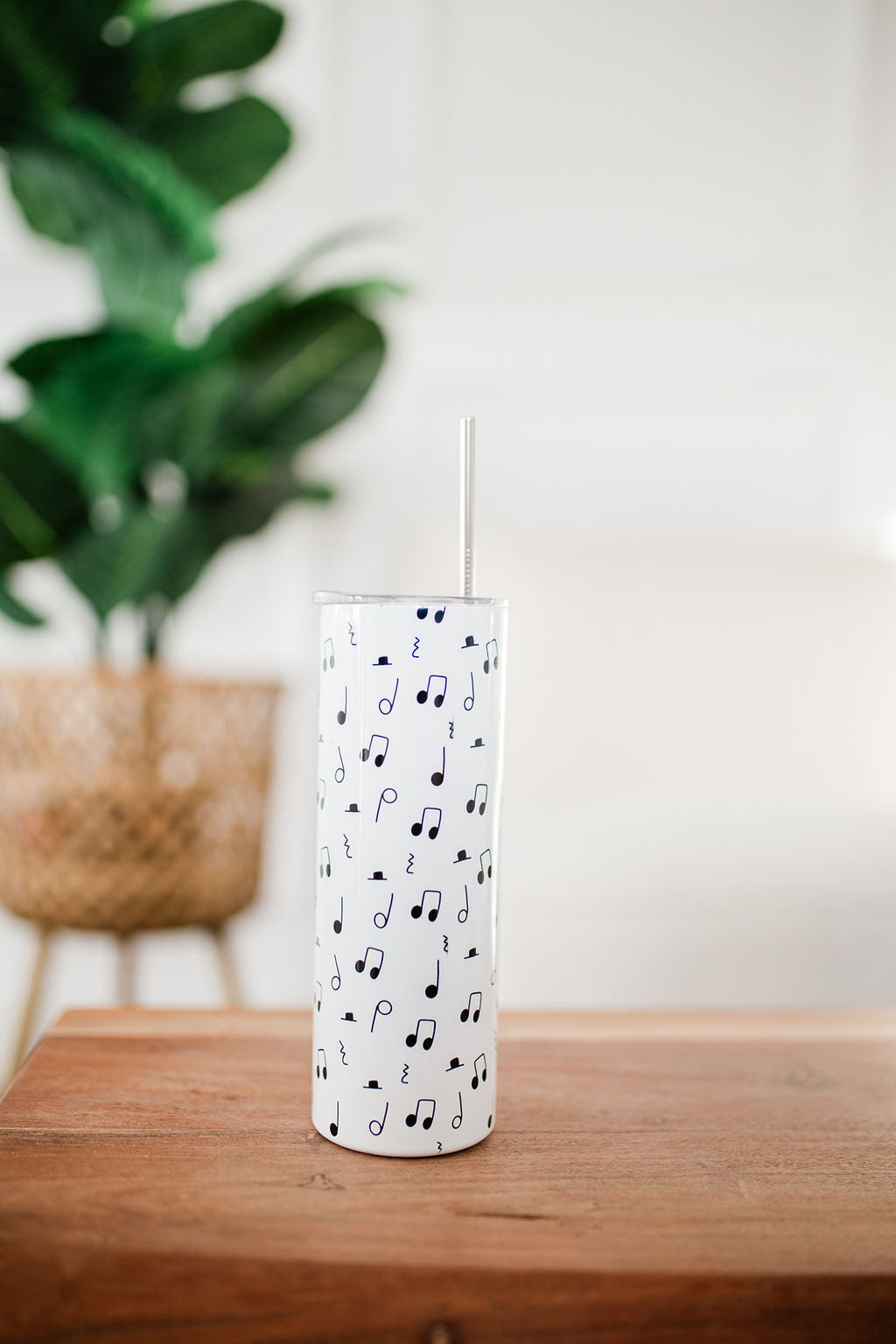 Black and White Music Note Skinny Tumbler