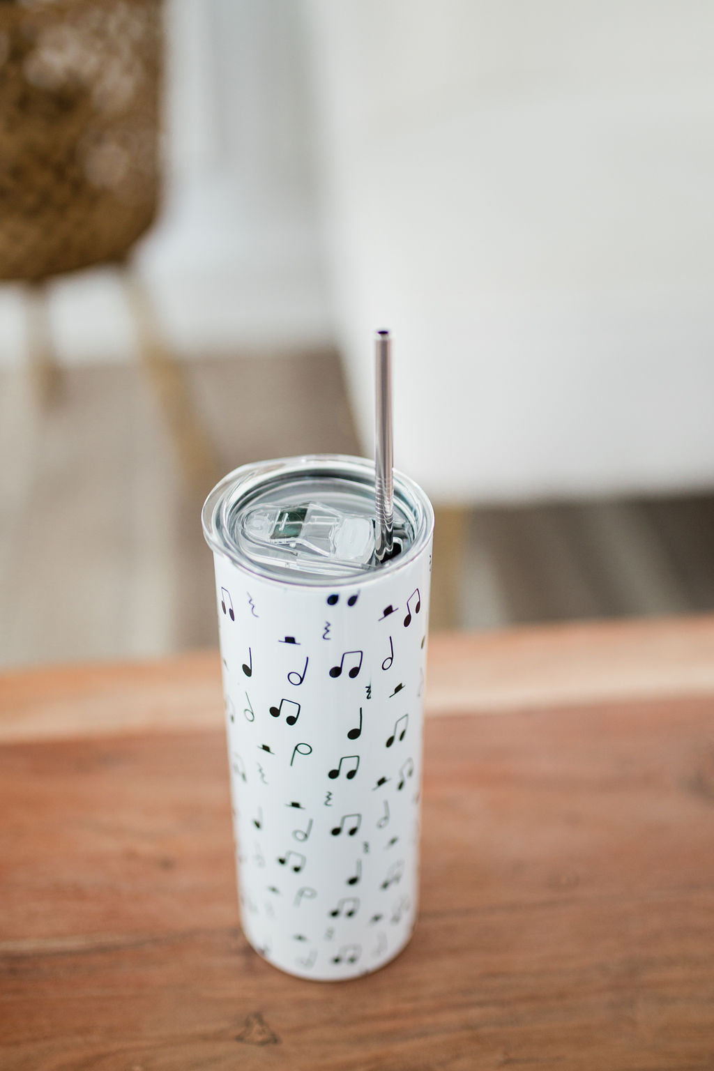 Black and White Music Note Skinny Tumbler