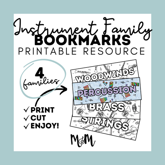 Instrument Family: Music Bookmarks DIGITAL DOWNLOAD
