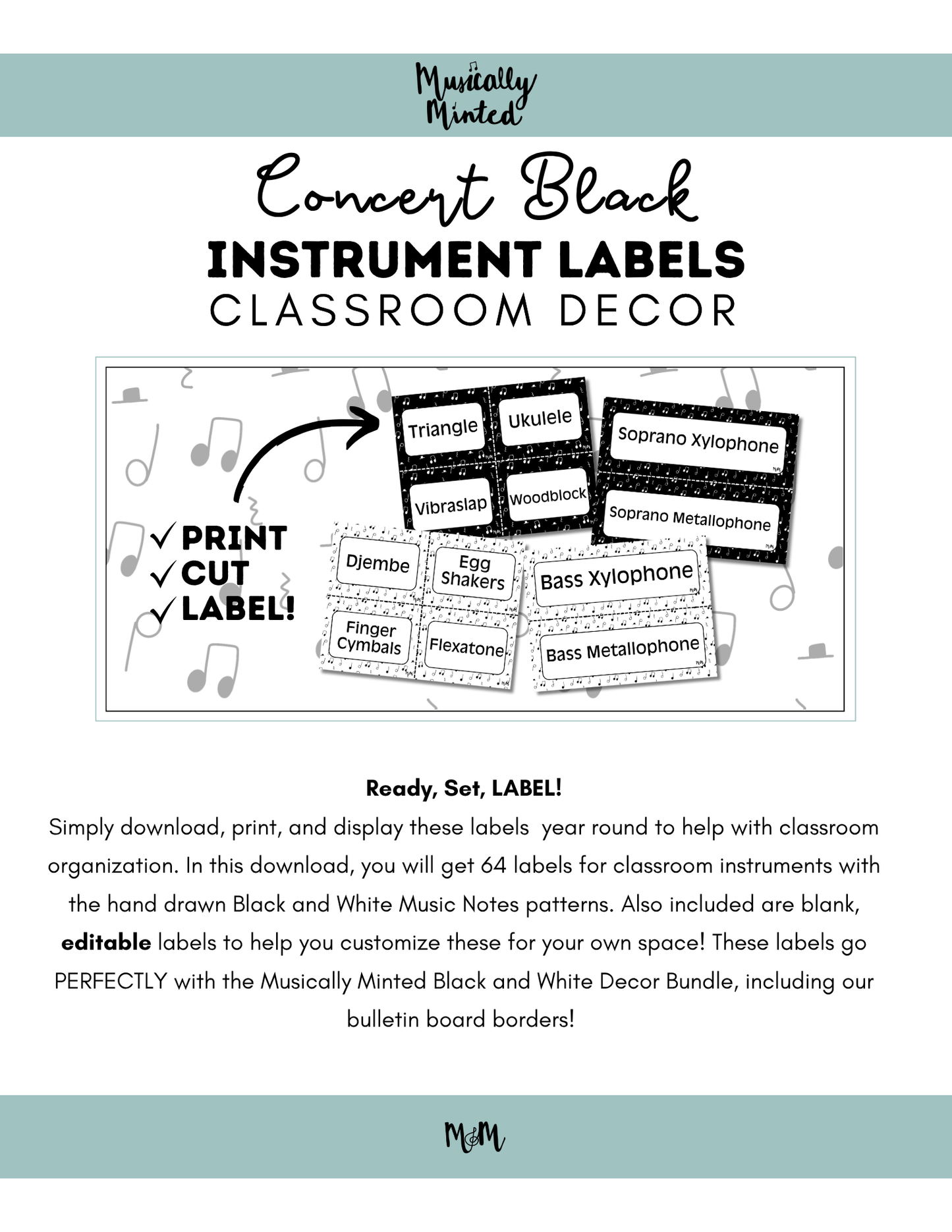 Concert Black: Instrument Labels DIGITAL DOWNLOAD