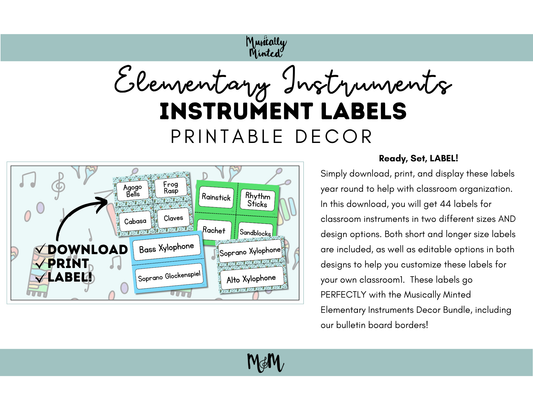 Elementary Instruments: Instrument Labels DIGITAL DOWNLOAD
