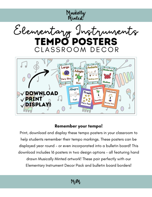 Elementary Instruments: Tempo Posters DIGITAL DOWNLOAD