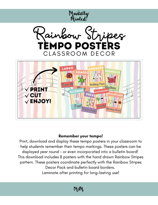 Rainbow Stripes: Tempo Posters DIGITAL DOWNLOAD