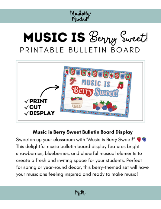 Music is Berry Sweet | Bulletin Board Display Set | Music Classroom Decor