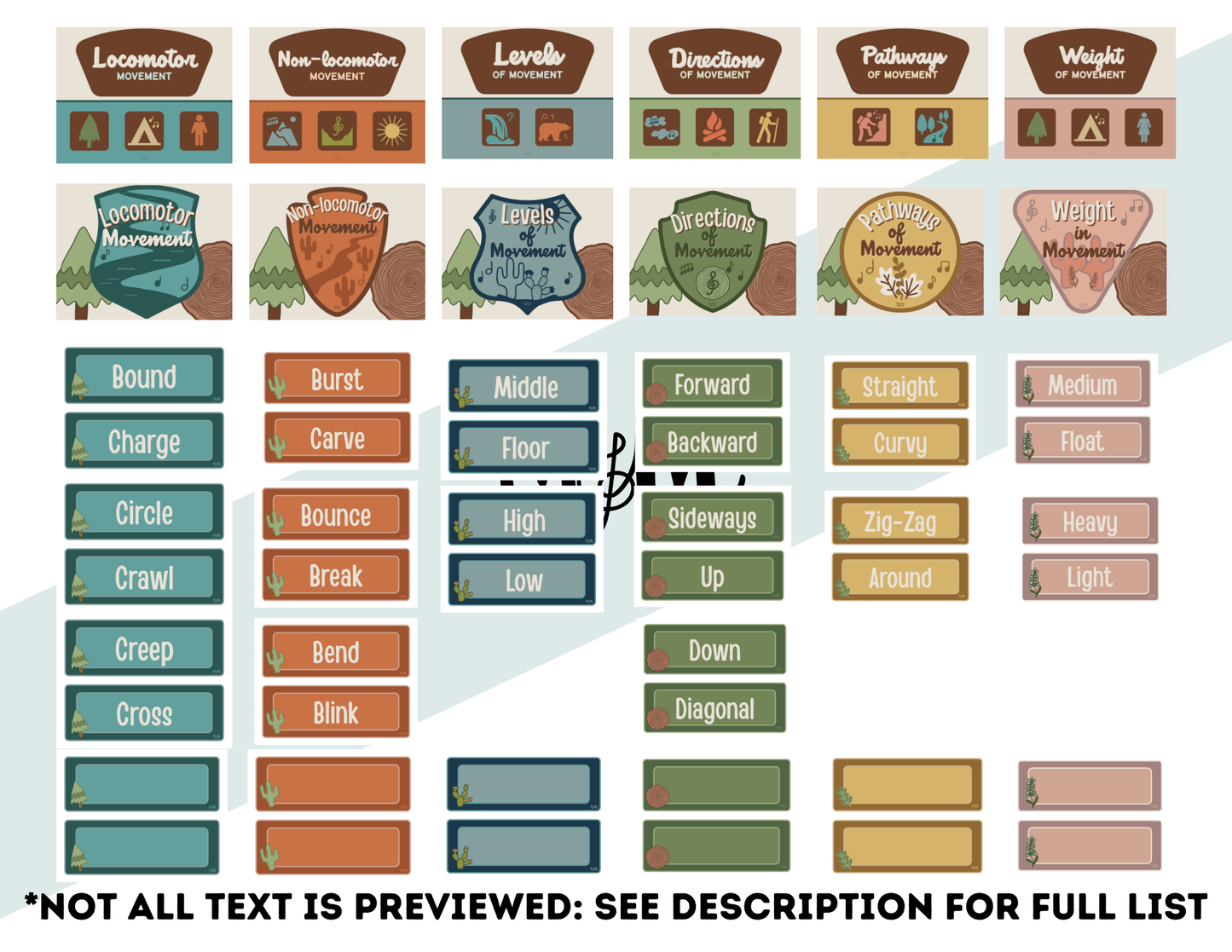 National Parks: Movement Word Wall | Music Classroom Decor