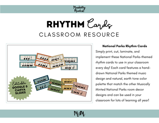National Parks: Rhythm Cards | Music Classroom Decor