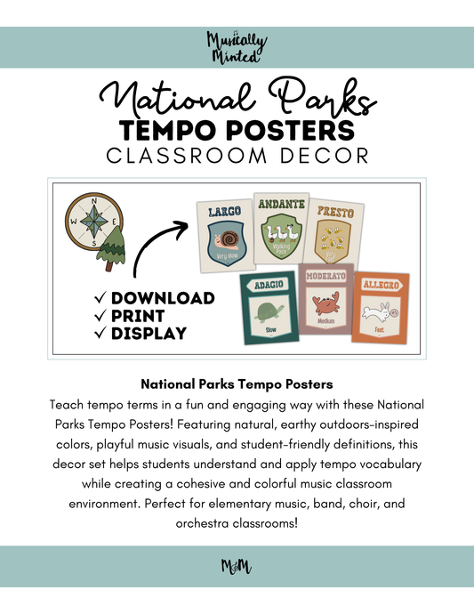 National Parks: Tempo Posters | Music Classroom Decor
