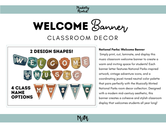 National Parks: Welcome Banner | Music Classroom Decor