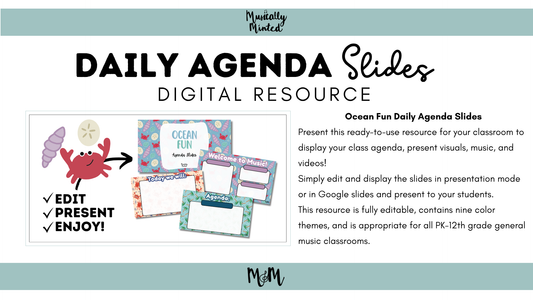 Ocean Fun Daily Agenda Slides | Editable Google Slides | DIGITAL DOWNLOAD