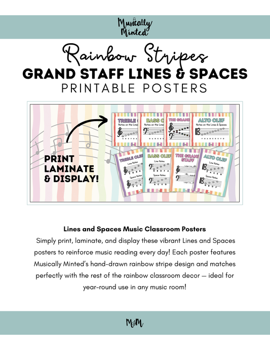 Rainbow Stripes: Lines & Spaces Posters DIGITAL DOWNLOAD