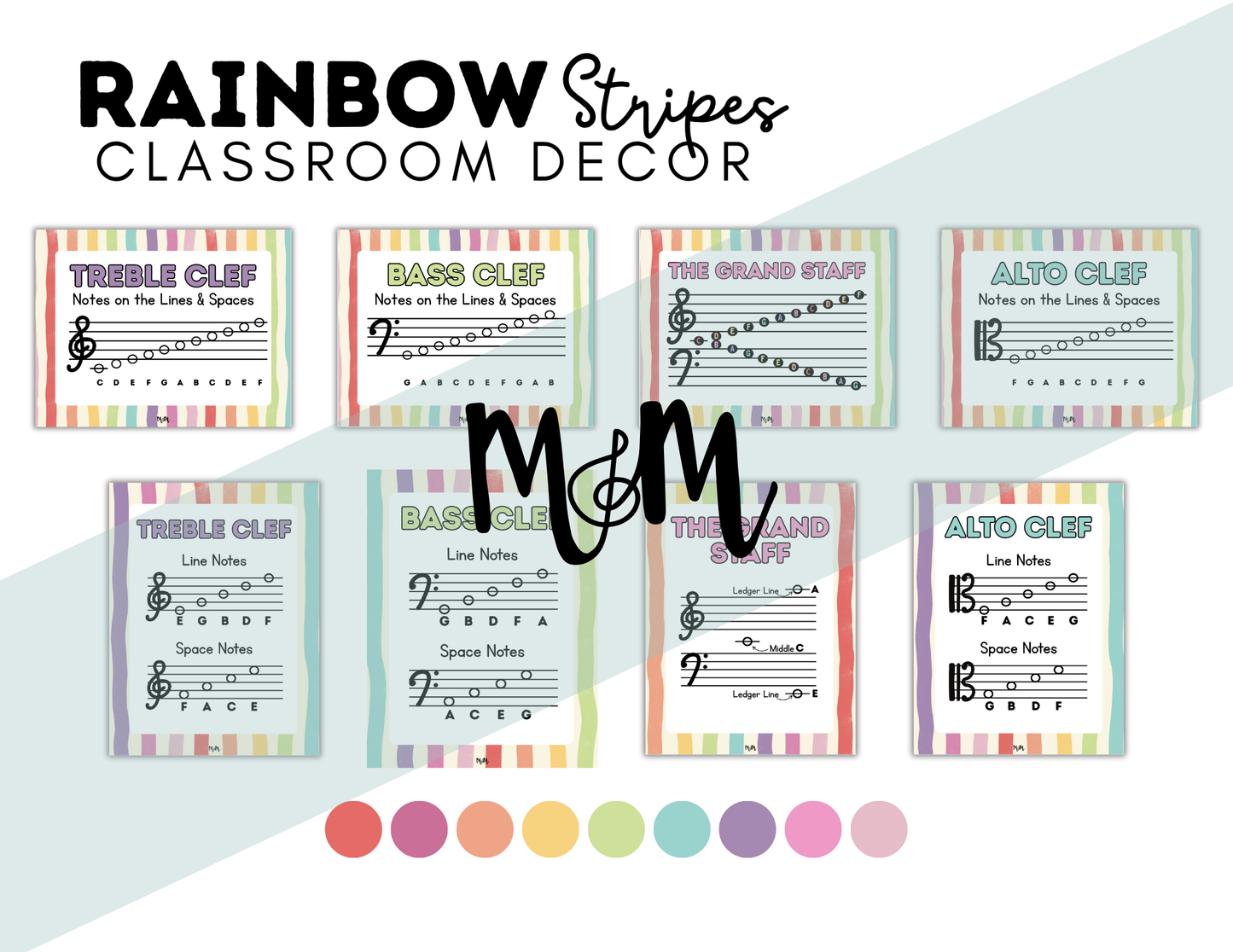 Rainbow Stripes: Lines & Spaces Posters DIGITAL DOWNLOAD