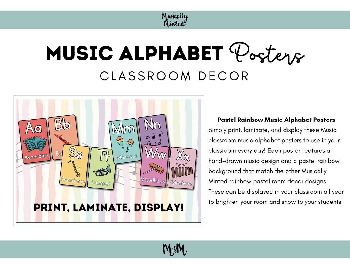 Rainbow Stripes: Music Alphabet DIGITAL DOWNLOAD