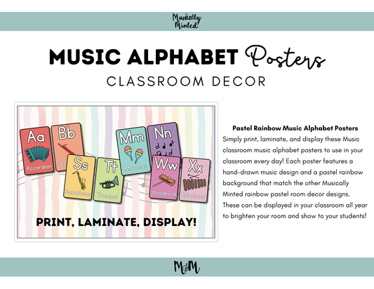 Rainbow Stripes: Music Alphabet DIGITAL DOWNLOAD