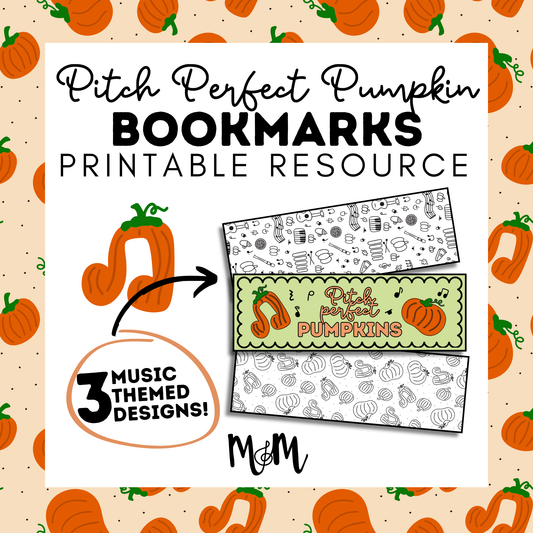 Pitch Perfect Pumpkin: Music Bookmarks | Printable Coloring Activity DIGITAL DOWNLOAD