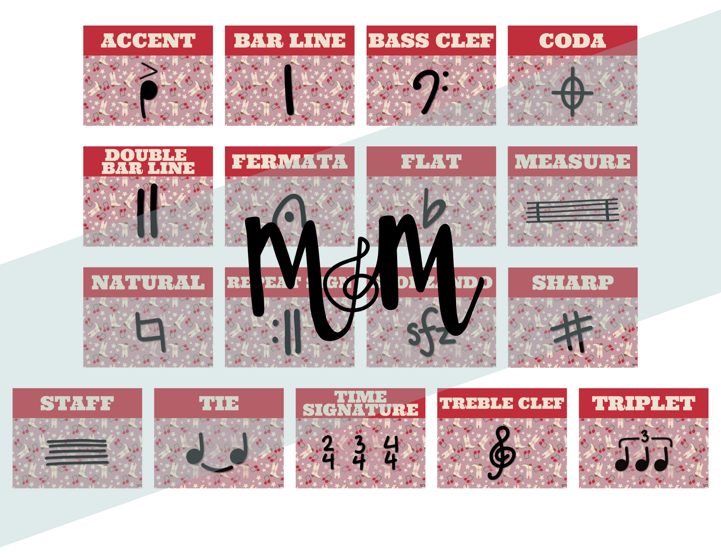 Pink Cowgirl: Music Symbols Posters DIGITAL DOWNLOAD