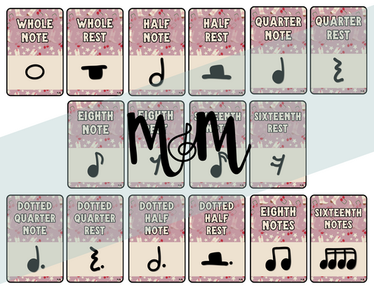 Pink Cowgirl: Note Values Posters DIGITAL DOWNLOAD