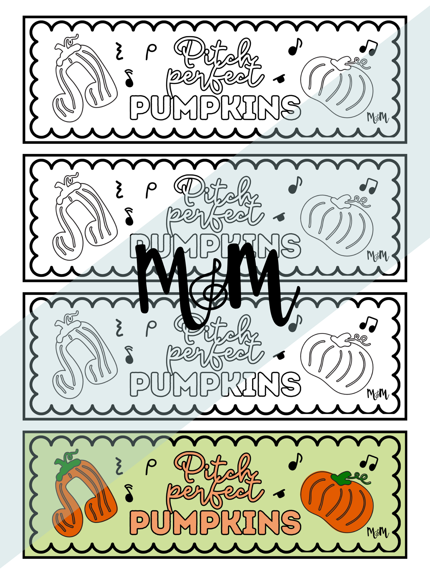 Pitch Perfect Pumpkin: Music Bookmarks | Printable Coloring Activity DIGITAL DOWNLOAD