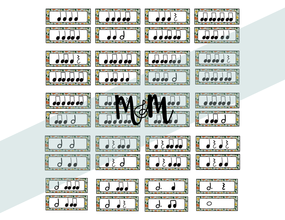 Pumpkin Patch | Rhythm Cards | Printable Music Classroom Decor DIGITAL DOWNLOAD