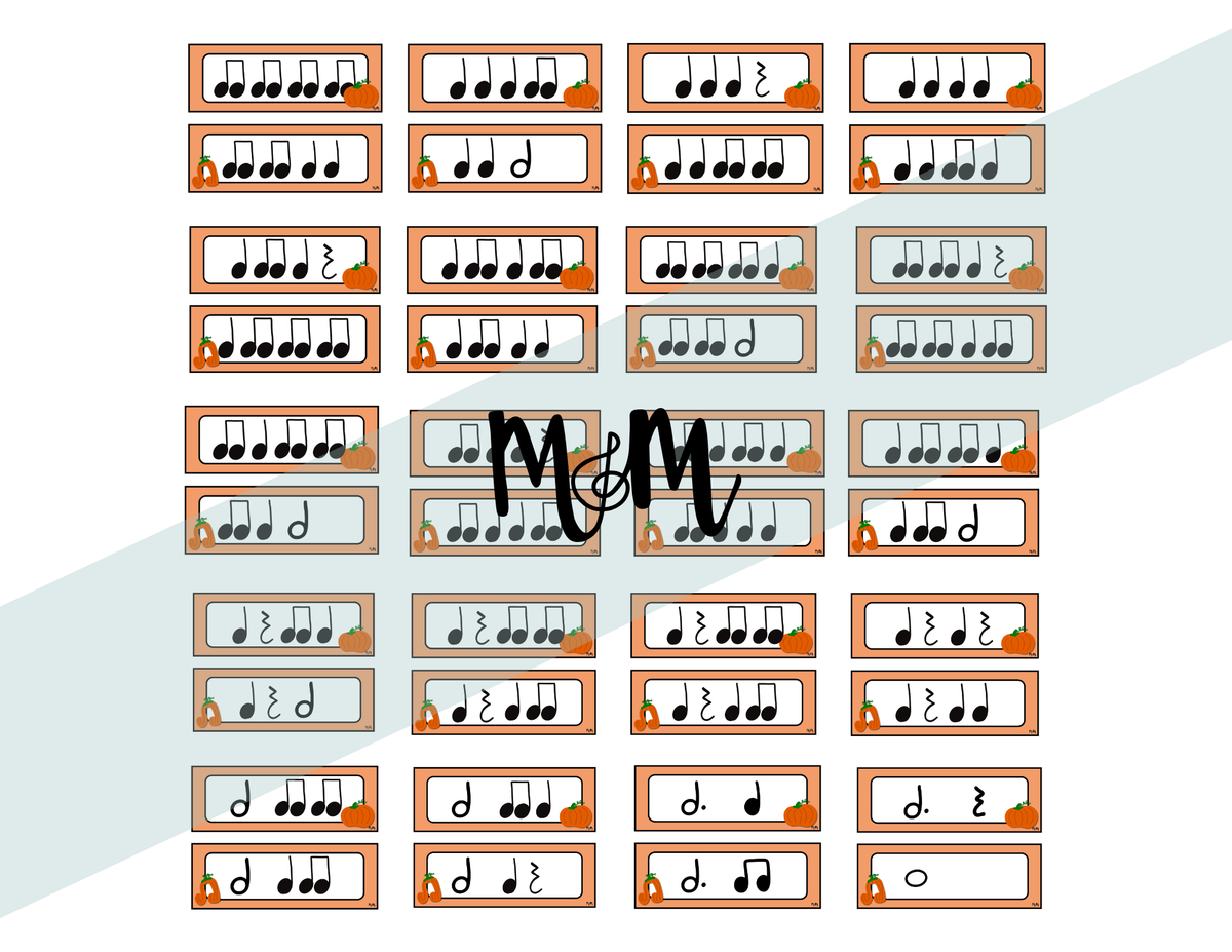 Pumpkin Patch | Rhythm Cards | Printable Music Classroom Decor DIGITAL DOWNLOAD