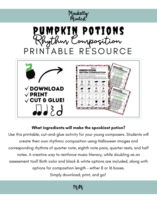 Pumpkin Potions: Cut & Glue | Rhythm Composition Activity DIGITAL DOWNLOAD