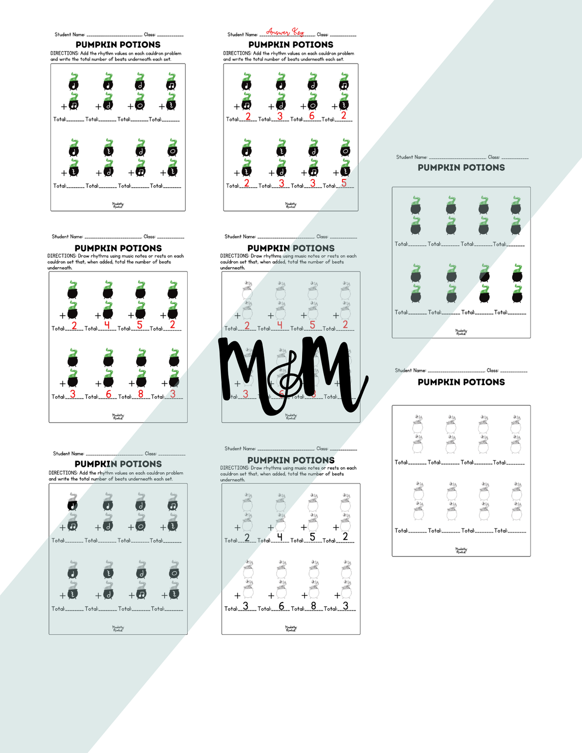 Pumpkin Potions: Rhythm Math Worksheet | Music Class Printable Activity DIGITAL DOWNLOAD