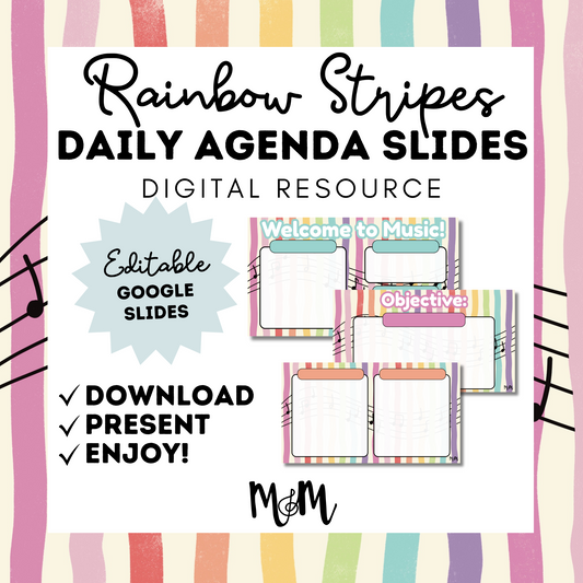 Rainbow Stripes: Agenda Slides DIGITAL DOWNLOAD