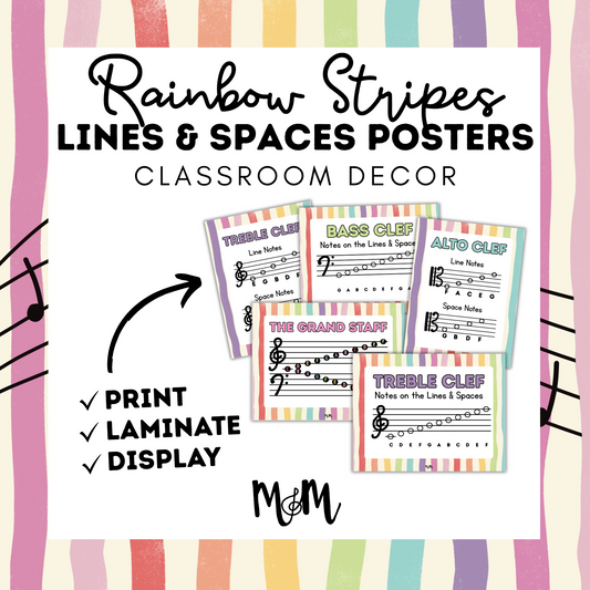 Rainbow Stripes: Lines & Spaces Posters DIGITAL DOWNLOAD