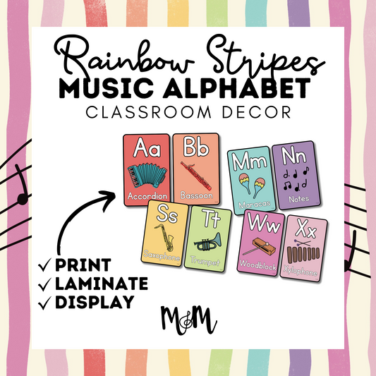Rainbow Stripes: Music Alphabet DIGITAL DOWNLOAD