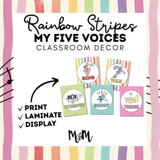 Rainbow Stripes: Five Voices Posters DIGITAL DOWNLOAD