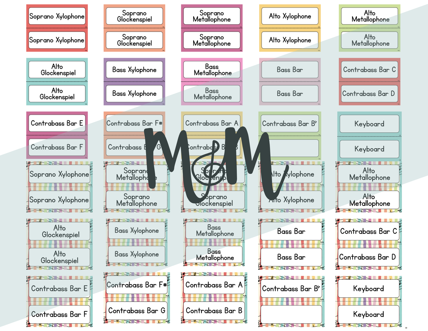 Rainbow Stripes: Orff Rules & Expectations Posters | Music Room Decor