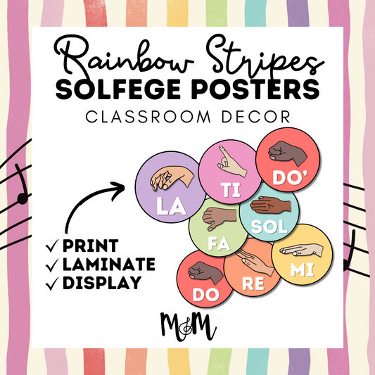 Rainbow Stripes: Solfege Posters DIGITAL DOWNLOAD