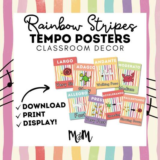 Rainbow Stripes: Tempo Posters DIGITAL DOWNLOAD