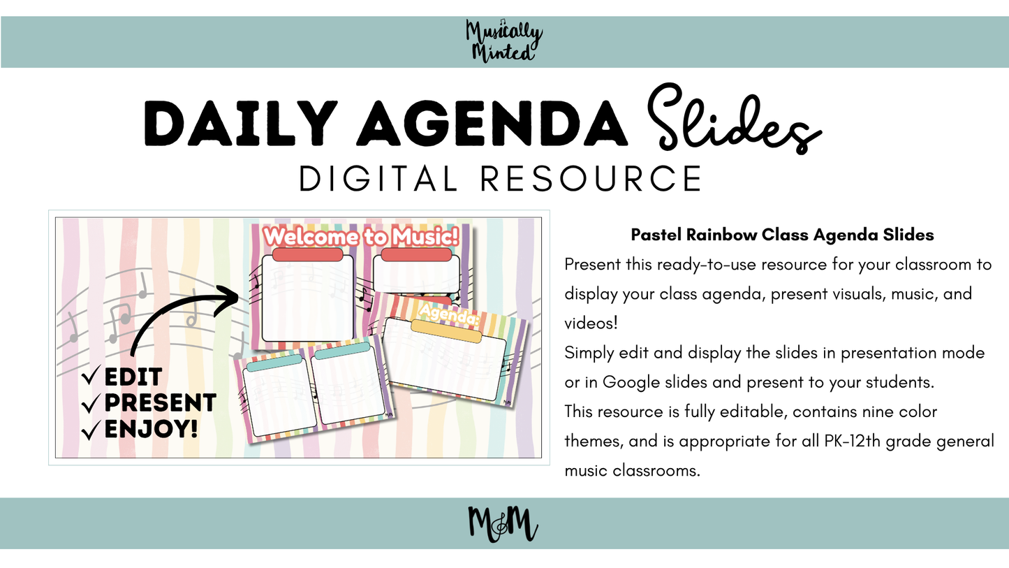 Rainbow Stripes: Agenda Slides DIGITAL DOWNLOAD