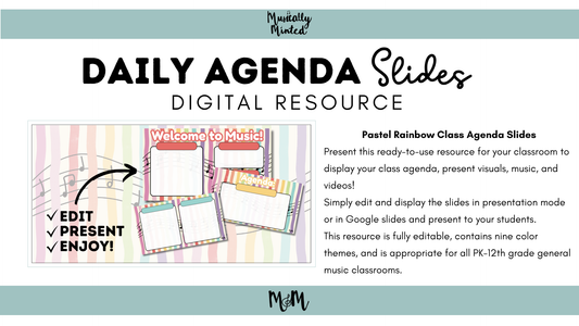 Rainbow Stripes: Agenda Slides DIGITAL DOWNLOAD