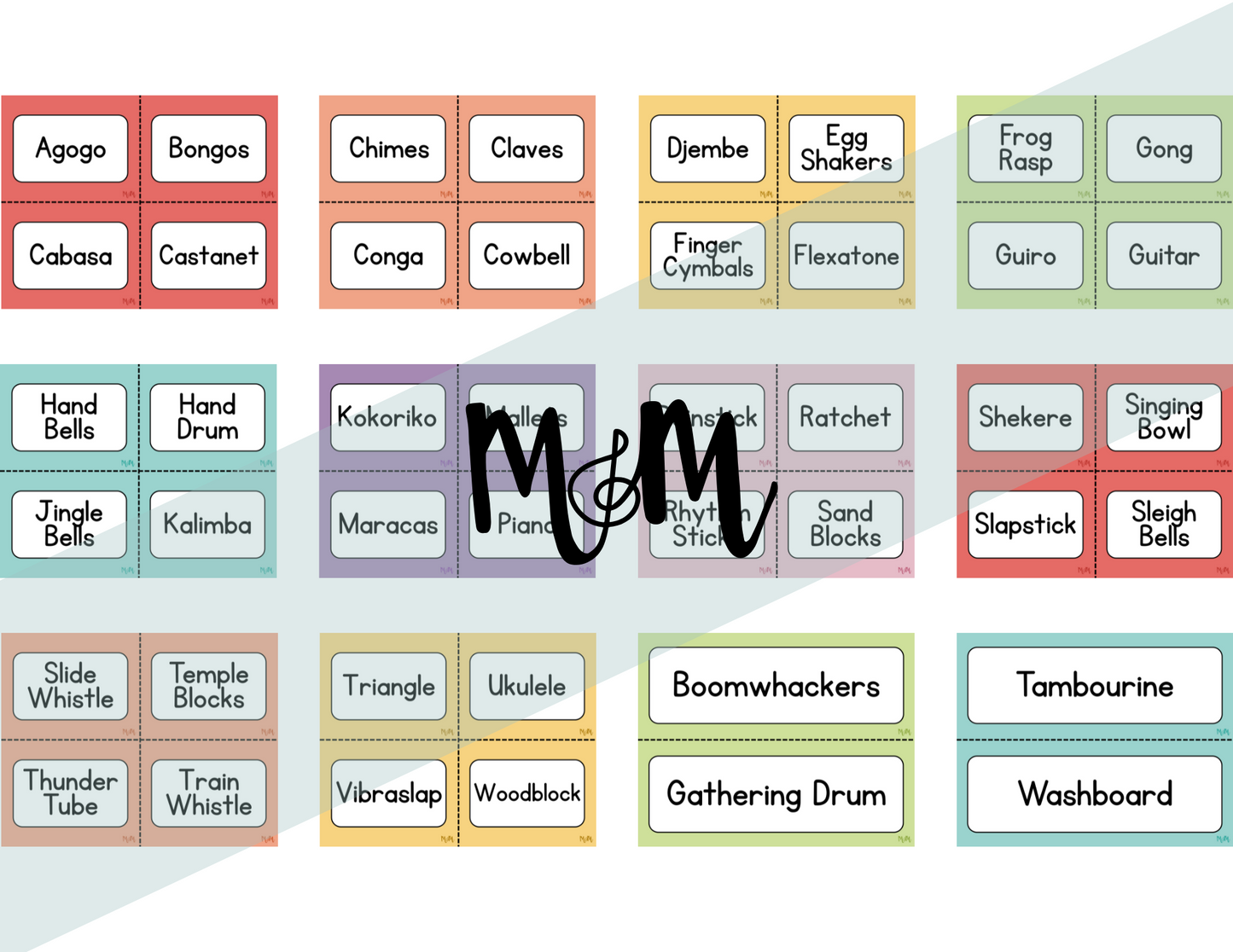Rainbow Stripes: Instrument Labels DIGITAL DOWNLOAD