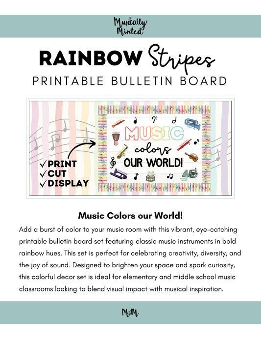 Rainbow Stripes: Bulletin Board DIGITAL DOWNLOAD