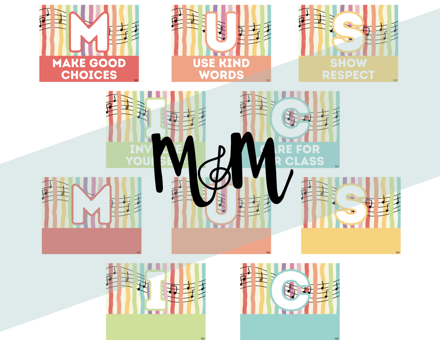 Rainbow Stripes: Classroom Expectation Posters DIGITAL DOWNLOAD