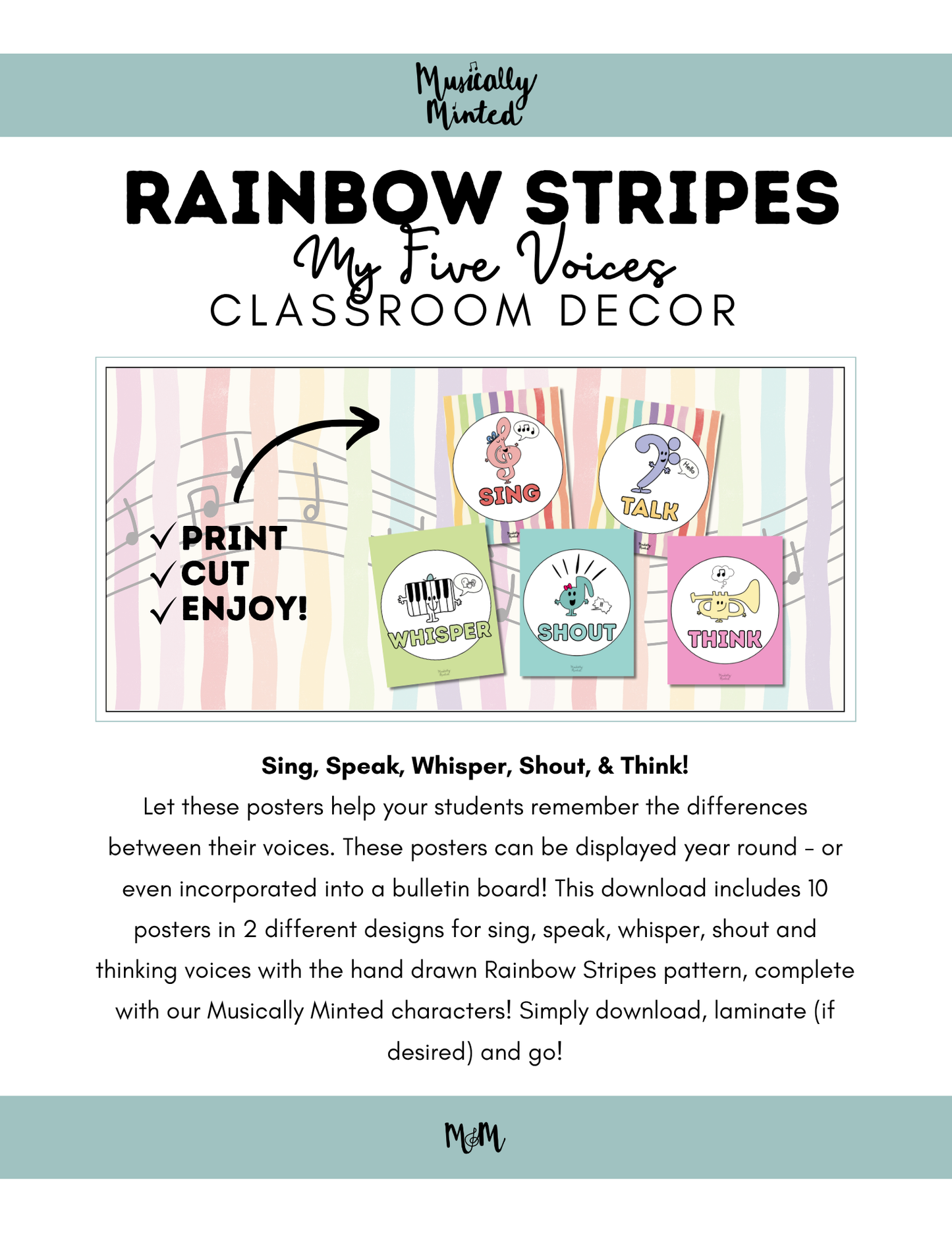 Rainbow Stripes: Five Voices Posters DIGITAL DOWNLOAD