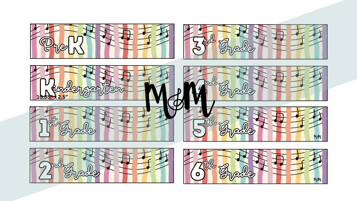Rainbow Stripes: Grade Level Labels DIGITAL DOWNLOAD