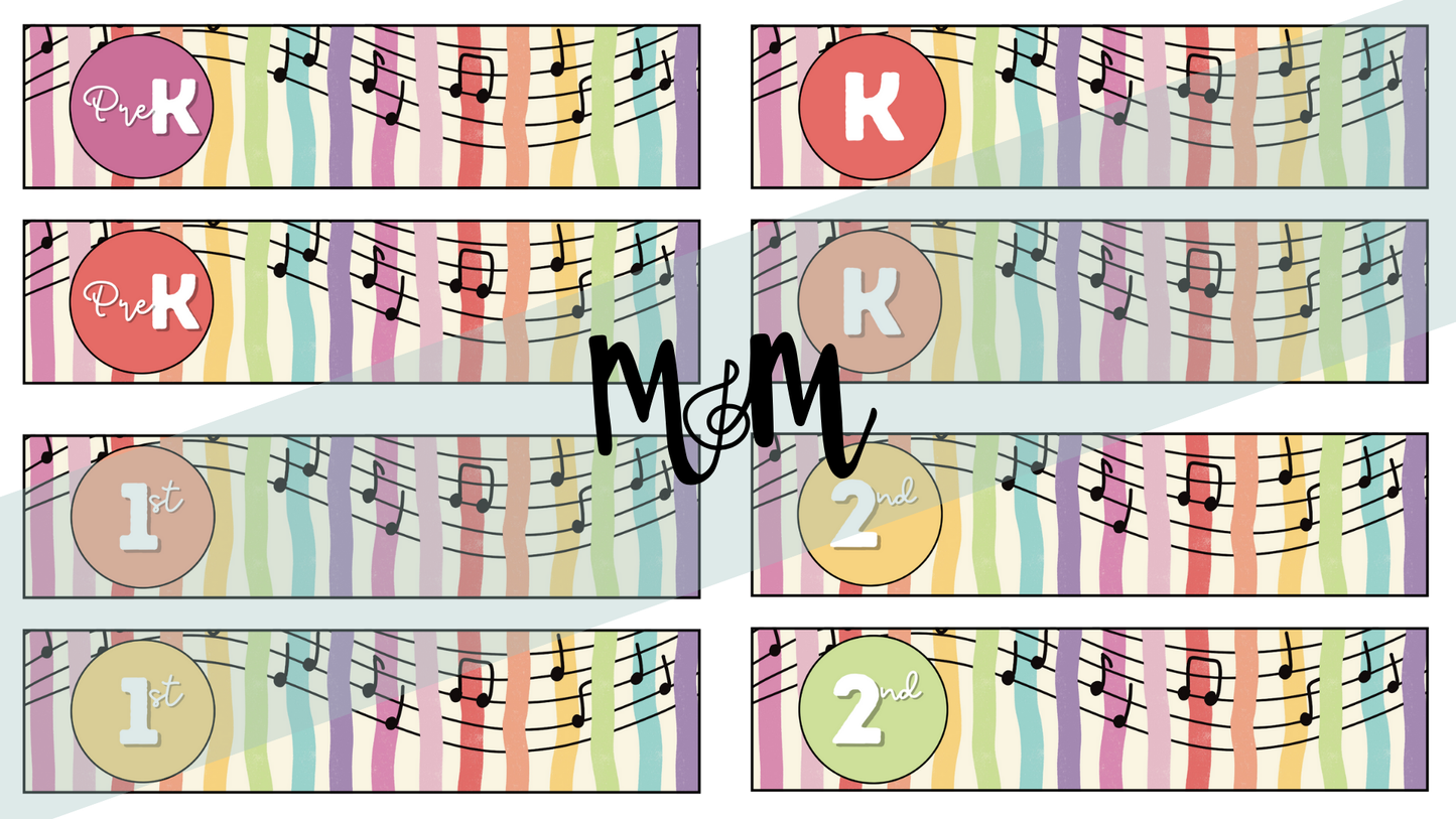 Rainbow Stripes: Grade Level Labels DIGITAL DOWNLOAD