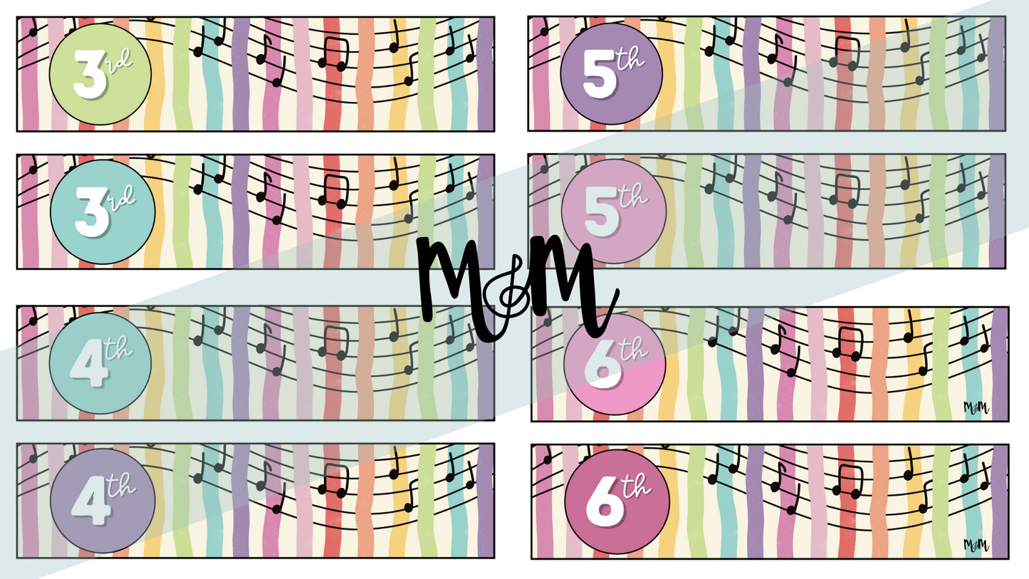 Rainbow Stripes: Grade Level Labels DIGITAL DOWNLOAD