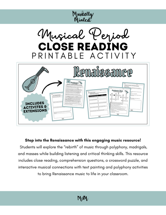 The Renaissance Period | Music Class Listening Activity & Music Extension | Unit | DIGITAL DOWNLOAD