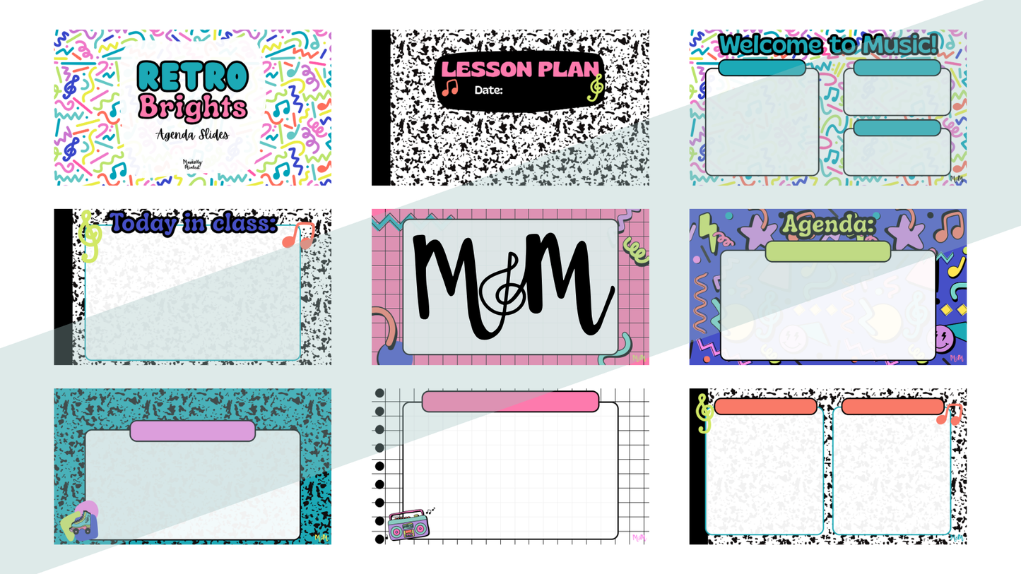 Retro Brights: Daily Agenda Slides | Music Classroom Digital Resource