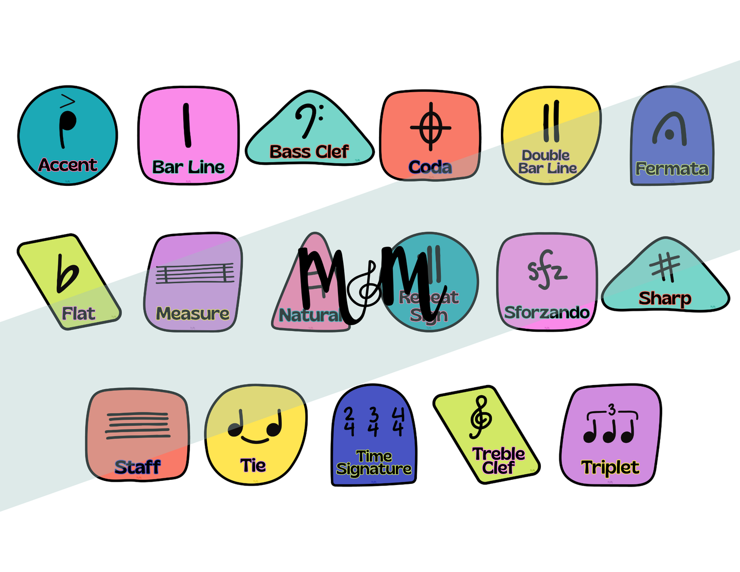 Retro Brights: Music Symbol Posters | Music Classroom Decor