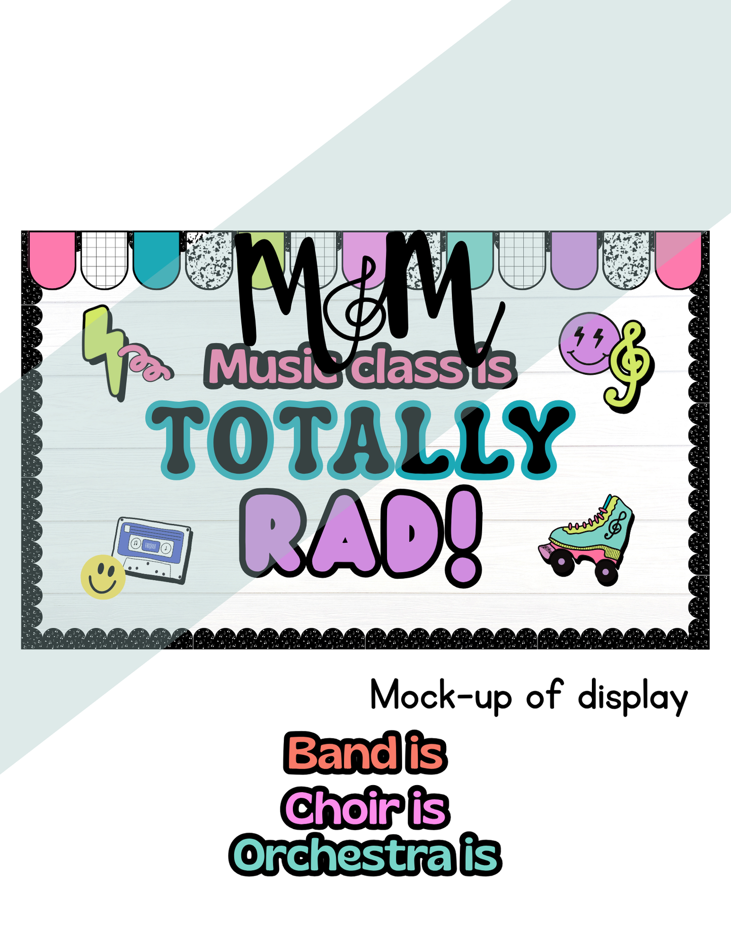 Retro Brights: Music is Totally Rad | Bulletin Board Display | Music Class Decor