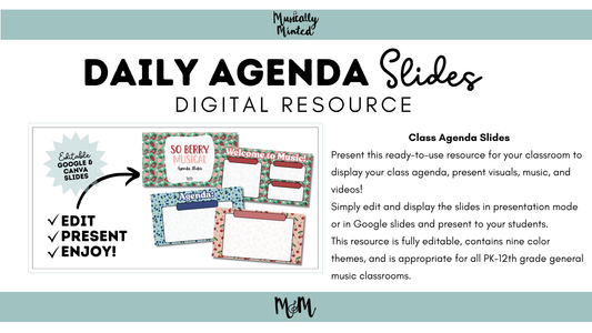 So Berry Musical | Daily Agenda Slides | Music Classroom DIGITAL RESOURCE
