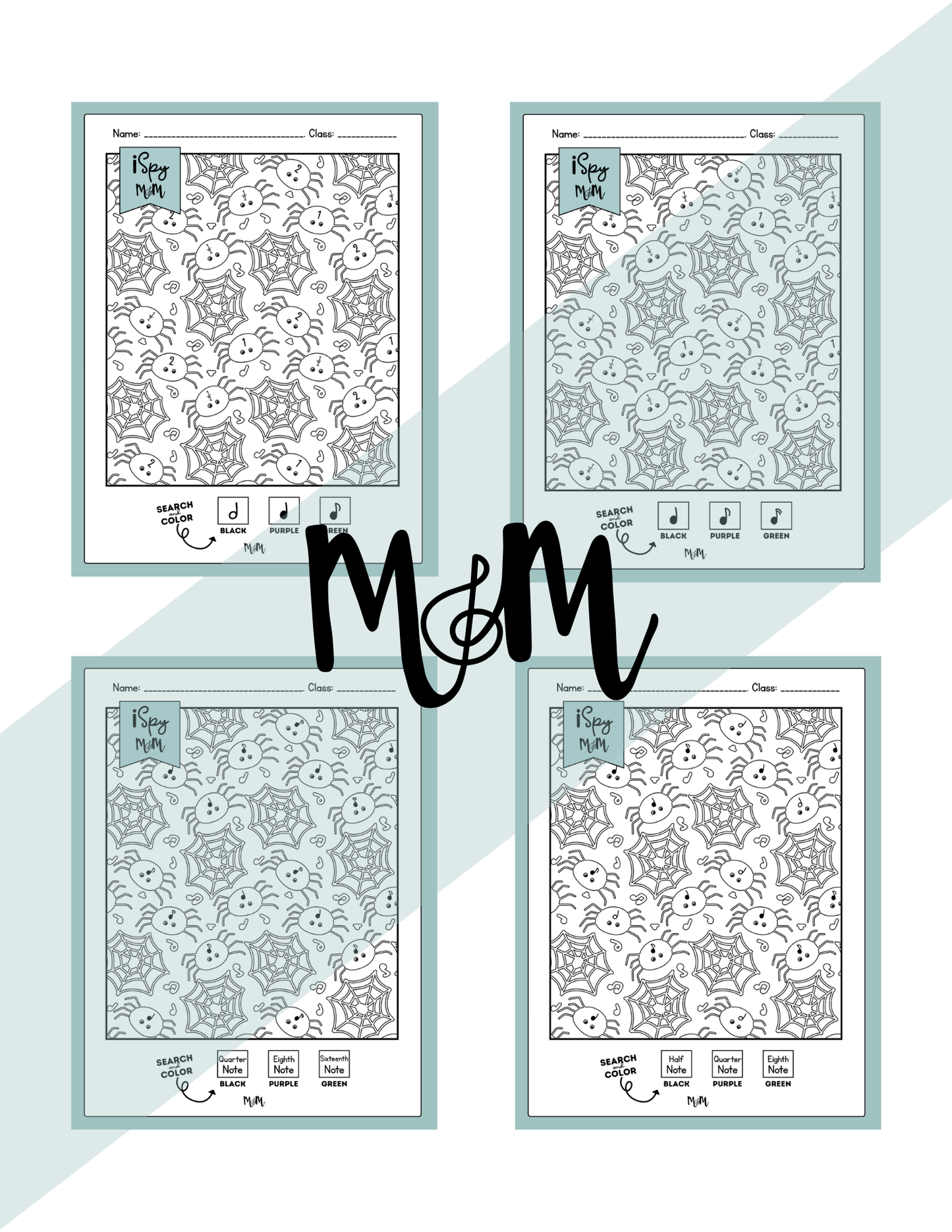 Spooky Spiders: Color by Music | iSpy Coloring Page DIGITAL DOWNLOAD