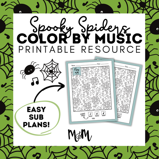 Spooky Spiders: Color by Music | iSpy Coloring Page DIGITAL DOWNLOAD